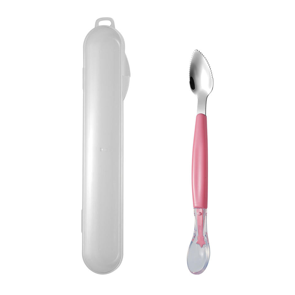 304 Stainless Steel Silicone Puree Spoon 304 Double-Headed Mud Scraper Infant Creative Baby Food Feeding Soft Solid