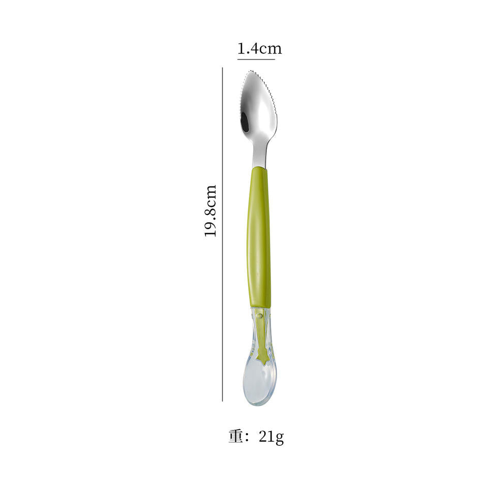 304 Stainless Steel Silicone Puree Spoon 304 Double-Headed Mud Scraper Infant Creative Baby Food Feeding Soft Solid