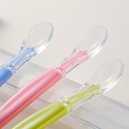 304 Stainless Steel Silicone Puree Spoon 304 Double-Headed Mud Scraper Infant Creative Baby Food Feeding Soft Solid