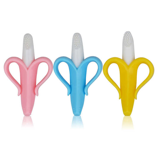 Wholesale Fruit Banana Baby Toothbrush Teether Soft Silicone Fruit Teething Toys for Toddlers