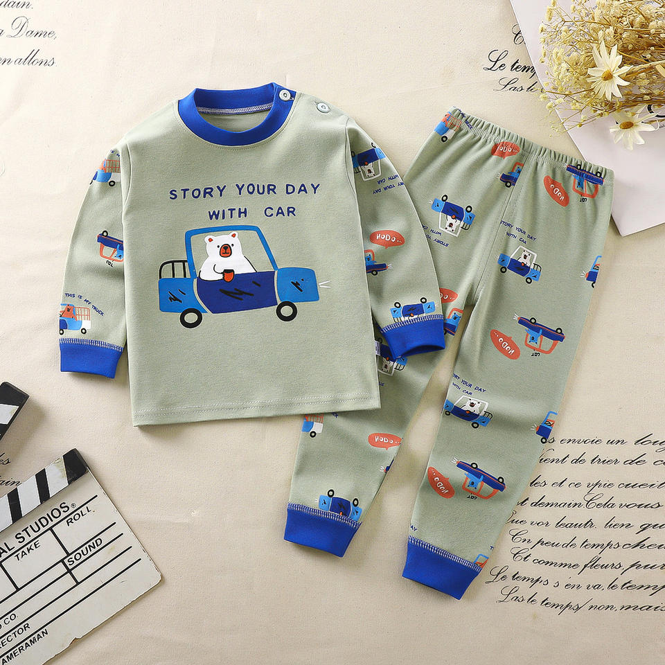 2024 Wholesale 100% Cotton Pajama for Children Breathable and Print Pattern for Spring Season