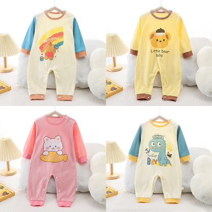 New baby onesie Spring and autumn cotton newborn cartoon long-sleeved clothes for boys and girls